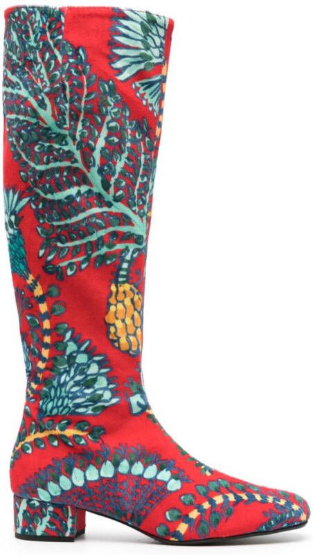 La DoubleJ Edie velvet boots Red