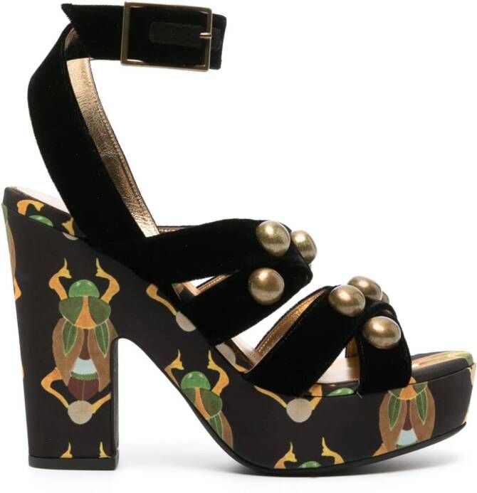 La DoubleJ 140mm Medal Wedge sandals Black