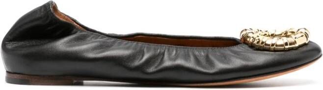 Lanvin buckled leather ballerina shoes Black