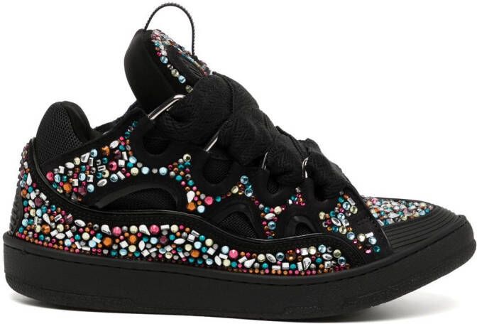 Lanvin curb rhinestone sneakers Black