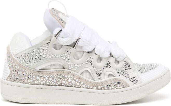 Lanvin Curb rhinestone sneakers White