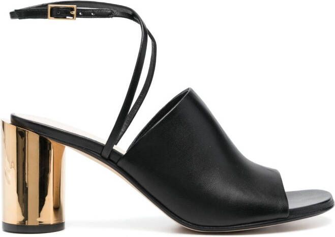 Lanvin metallic-heel 75mm leather sandals Black