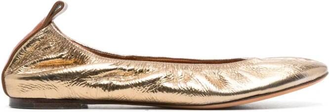Lanvin metallic leather ballerina shoes Silver