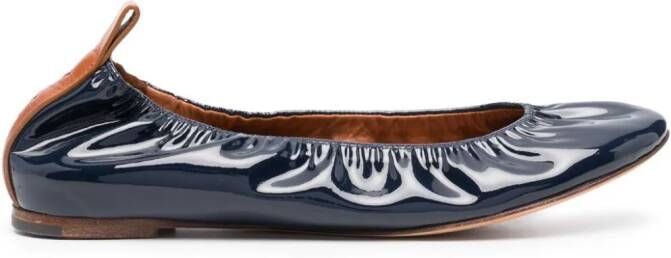 Lanvin patent leather ballerina shoes Blue