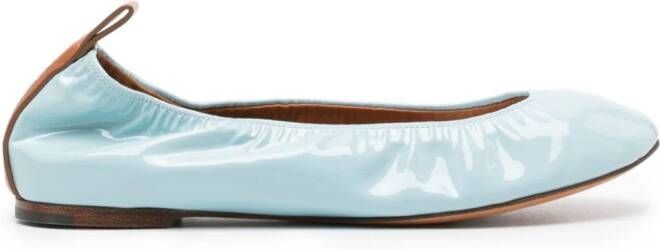 Lanvin patent leather ballerina shoes Blue