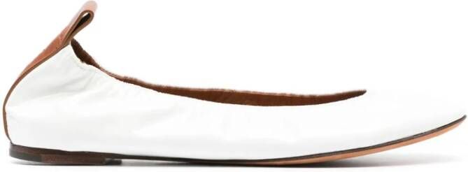 Lanvin patent leather ballerina shoes White