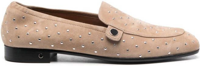 Laurence Dacade rhinestone-embellished suede loafers Neutrals