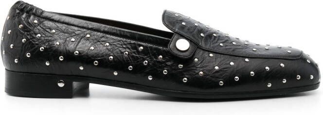 Laurence Dacade stud-embellished creased leather loafers Black