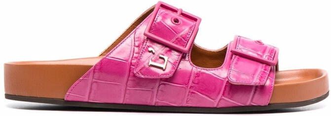 L'Autre Chose crocodile-embossed double strap sandals Pink