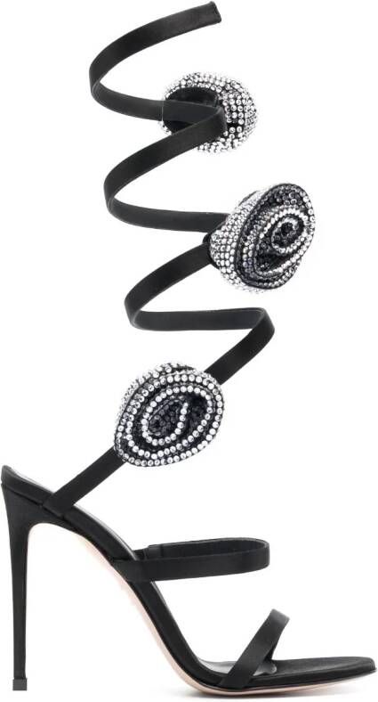 Le Silla 110mm Rose leather sandals Black