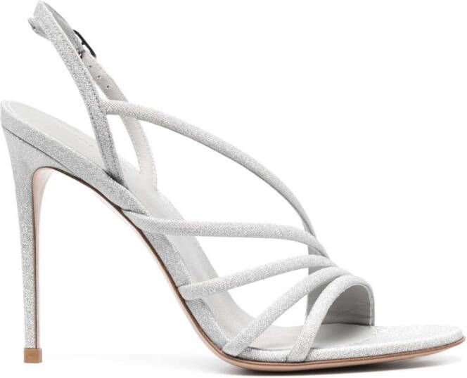 Le Silla 115mm metallic leather sandals Silver