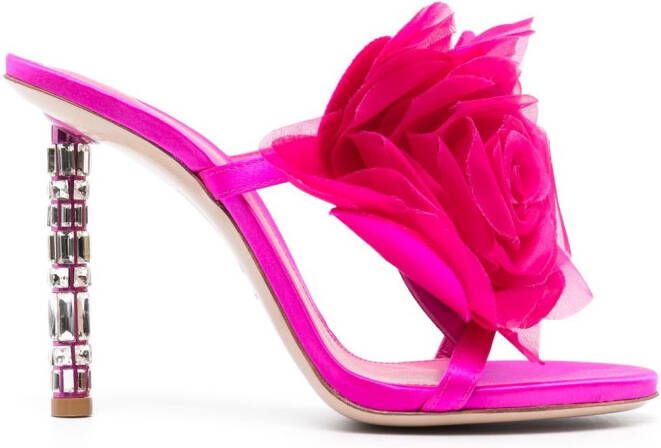 Le Silla 115mm rose-appliqué sandals Pink