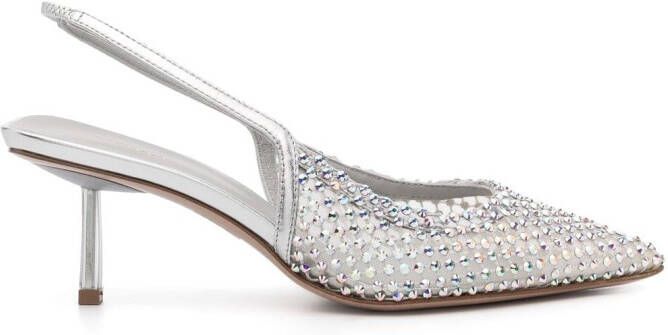 Le Silla 70mm embellished slingback pumps Grey