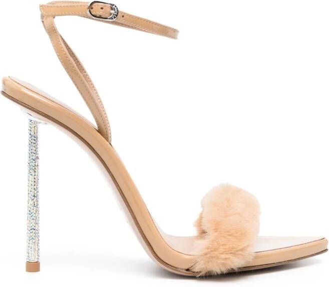 Le Silla Bella 105mm faux-fur sandals Neutrals