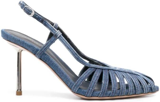 Le Silla Cage 110mm denim slingback pumps Blue