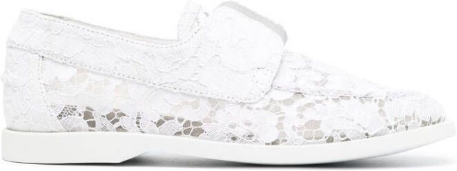 Le Silla Claire floral lace loafers White
