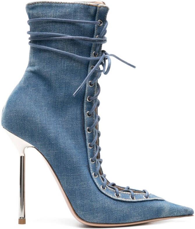 Le Silla Colette 120mm denim ankle boots Blue