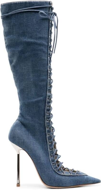 Le Silla Colette 120mm denim boots Blue