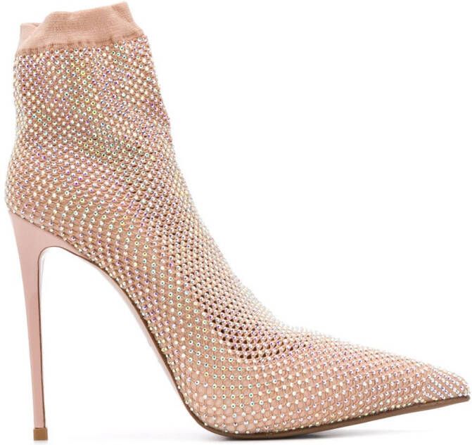 Le Silla crystal-embellished boots Neutrals