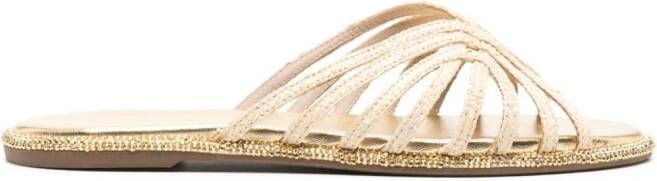 Le Silla Embrace flat raffia sandals Neutrals