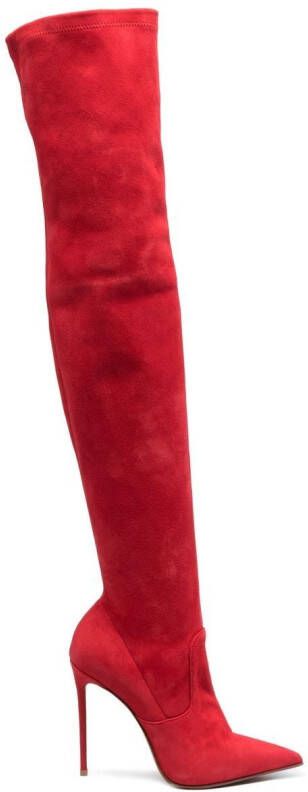 Le Silla Eva stretch suede-leather boots Red