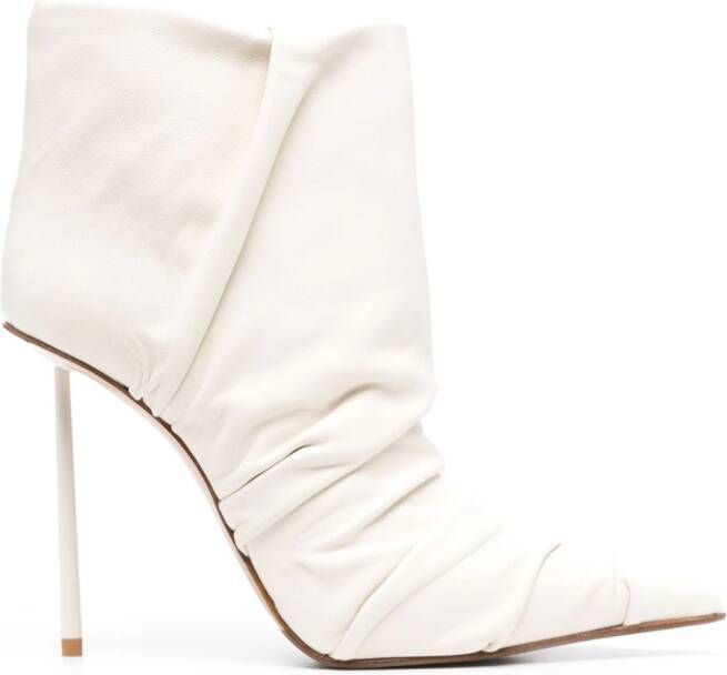Le Silla Fedra 120mm ruched leather ankle boots Neutrals