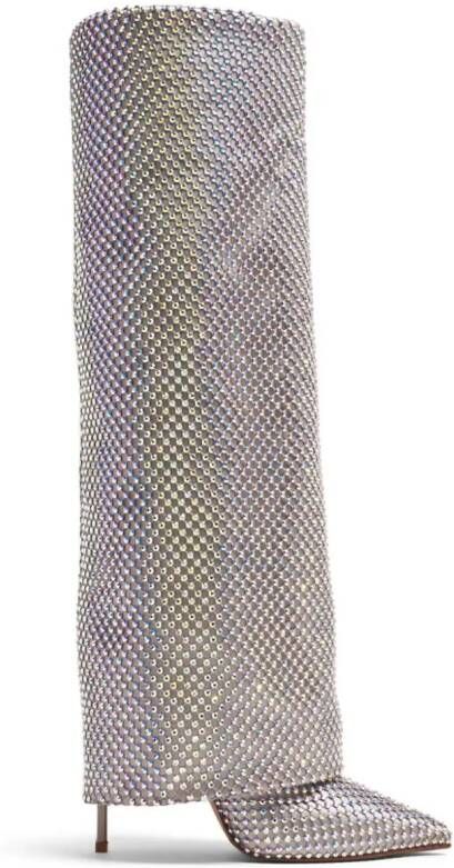 Le Silla Gilda 120mm crystal-embellished knee-high boots Silver