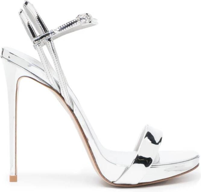 Le Silla Gwen 132mm metallic-effect sandals Silver