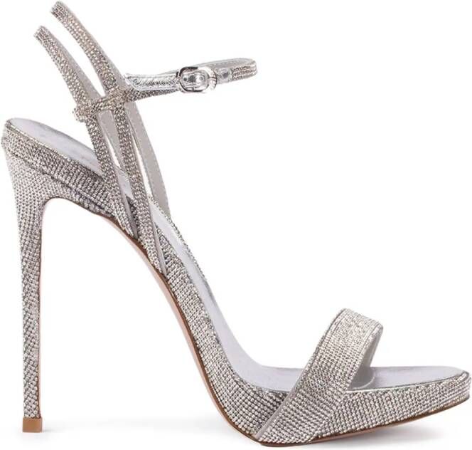 Le Silla 120mm Gwen rhinestone-embellished leather sandals Silver