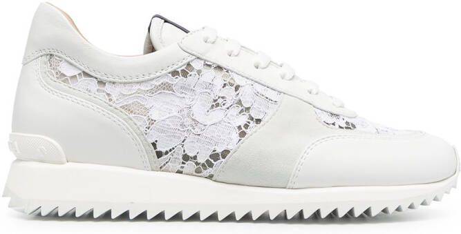 Le Silla lace-embroidered leather sneakers White