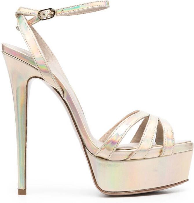 Le Silla Lola holographic 140mm sandals Neutrals