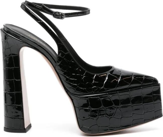 Le Silla Nina 170mm crocodile-effect sling back pumps Black