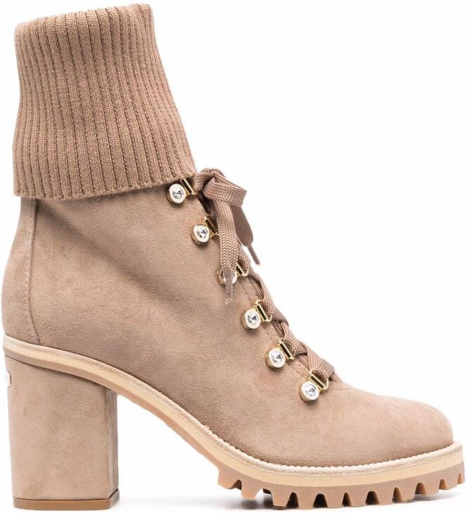 Le Silla ribbed-knit edge boots Neutrals