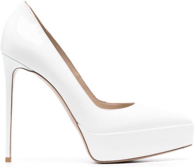 Le Silla Uma 130mm leather platform pumps White