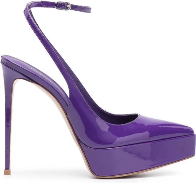 Le Silla Uma 130mm patent-finish pumps Purple