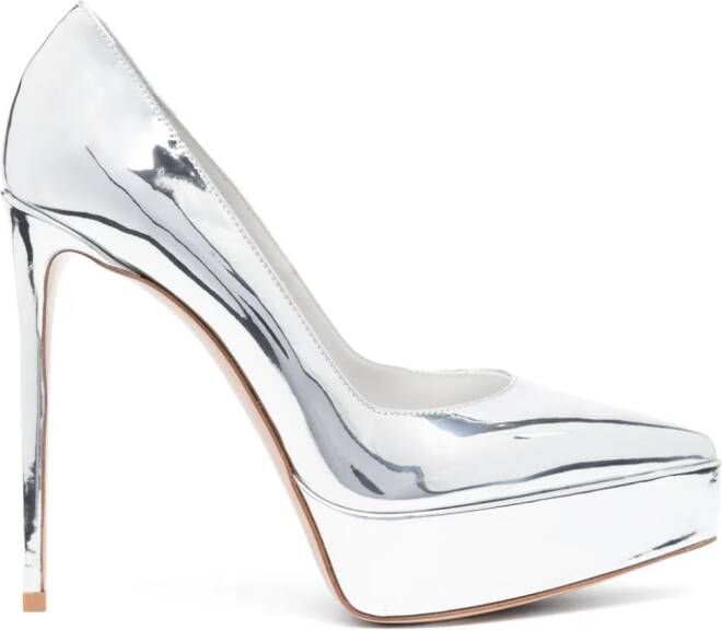 Le Silla Uma 130mm platform pumps Silver