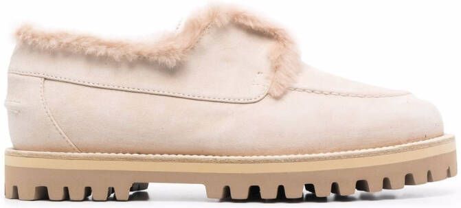 Le Silla Yacht shearling-lined suede loafers Neutrals