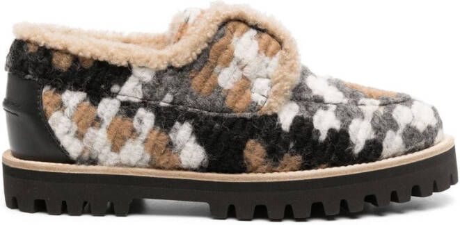 Le Silla Yacht shearling-lining felted loafers Black