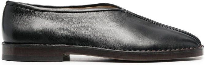 LEMAIRE square-toe leather loafers Black