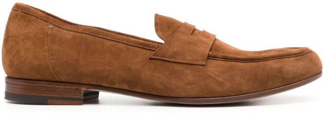Lidfort round-toe suede loafers Brown