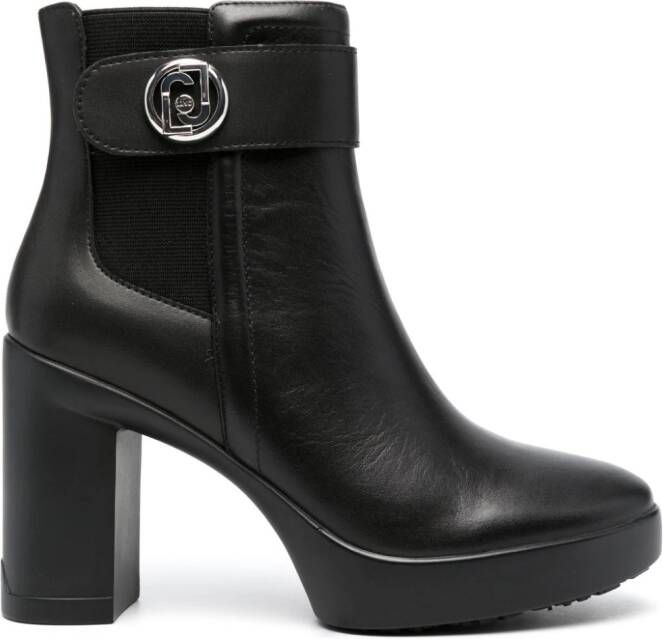 LIU JO 100mm leather boots Black