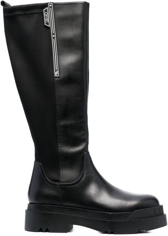 LIU JO logo-embossed leather boots Black