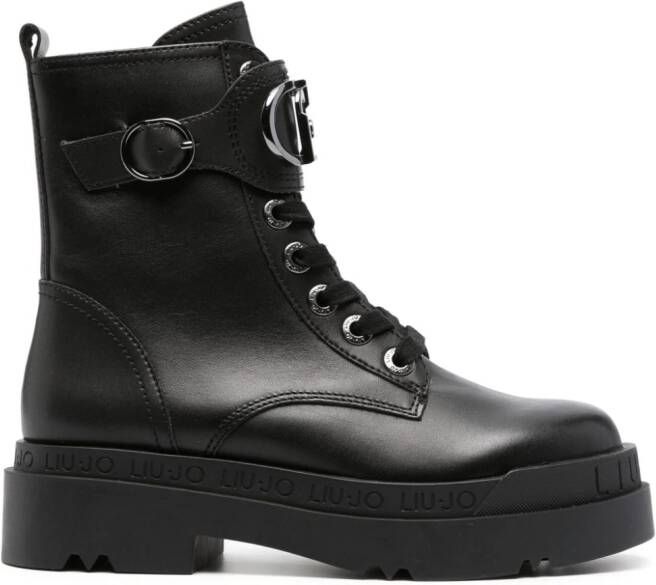 LIU JO Love 40mm logo-plaque ankle boots Black