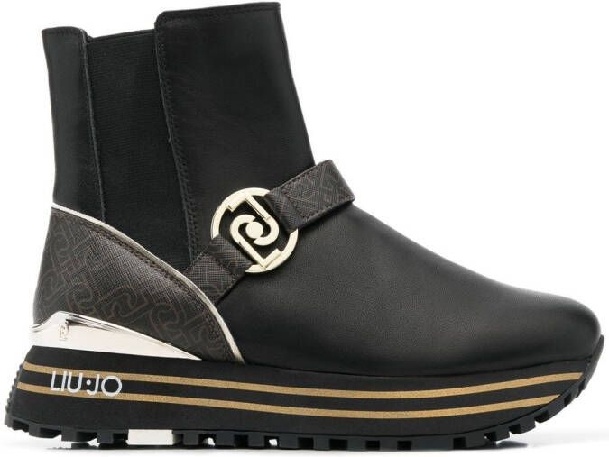 LIU JO Maxi Wonder leather ankle boots Black