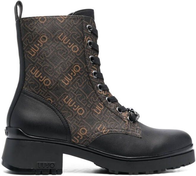LIU JO New Nancy monogram-print boots Black