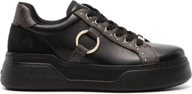LIU JO ring-detailed monogram-pattern sneakers Black