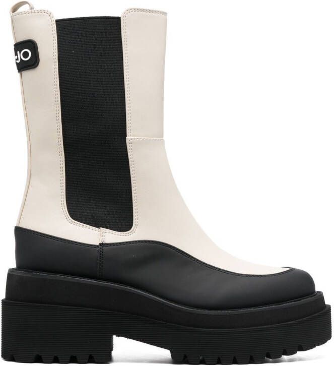 LIU JO two-tone chunky ankle boots White