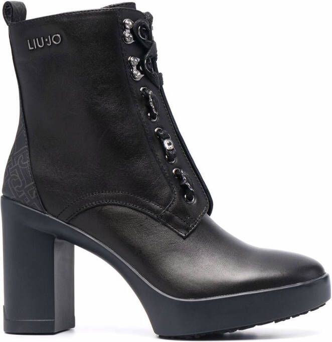 LIU JO zip-up heeled leather boots Black