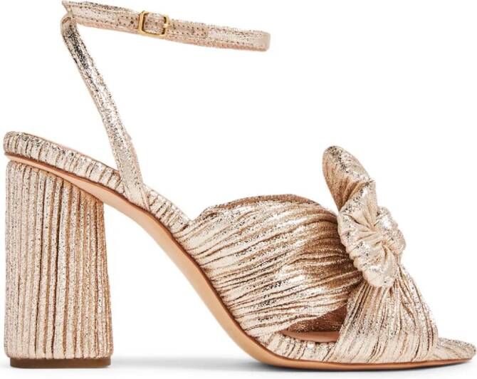 Loeffler Randall Camellia pleated knot 90mm sandals Gold