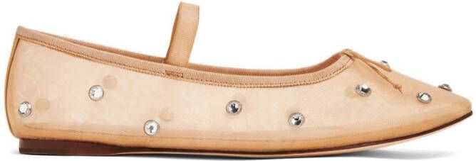 Loeffler Randall Leonie crystal-embellished ballerina shoes Neutrals